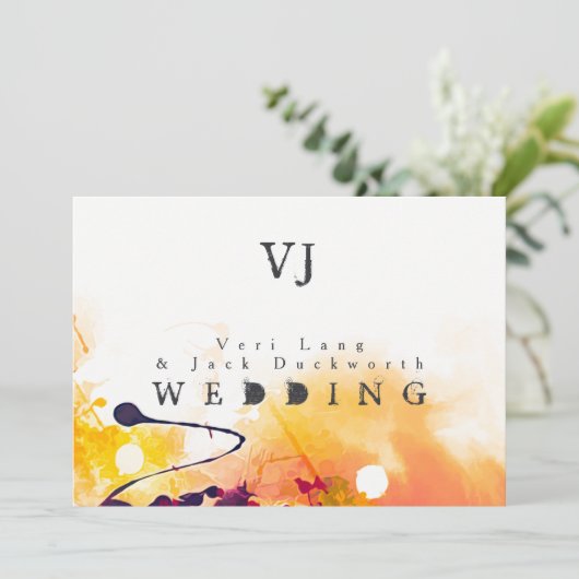 Urbain violet orange aquarelle Invitations de mari (Debout devant)