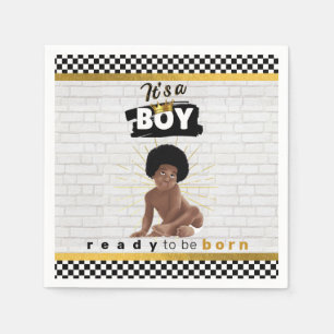 Urban Afro Baby Boy  Retro Hip Hop Baby shower Servet
