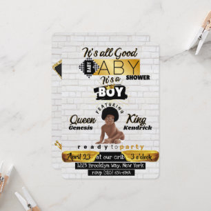 Urban Afro Baby Jongen Hip Hop Retro Baby Shower Kaart