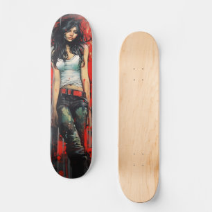 Urban Art Vrouw Skateboard