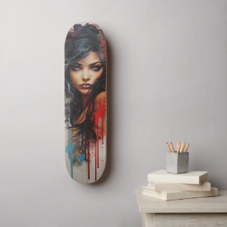 Urban Art Vrouw Skateboard