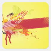 Urban Banner Red Yellow Square Sticker (Voorkant)