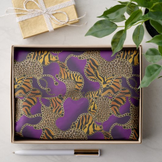Urban Baroque Gold Chains Animal Print Tissuepapier (Geschenk)