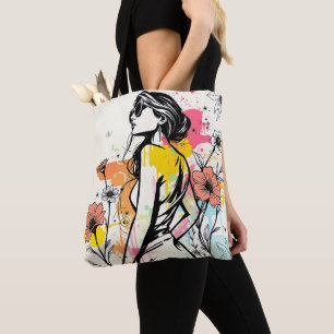 Urban Bloom: Dubbelzijdige Graffiti & Botanische K Draagtas