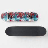 Urban Bloom : Red & Blue Rose Graffiti Skateboard (Horz)