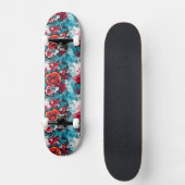 Urban Bloom : Red & Blue Rose Graffiti Skateboard (Recto)