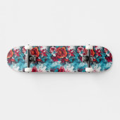 Urban Bloom : Red & Blue Rose Graffiti Skateboard (Horz)