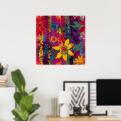 Urban Bloom Vivid Graffiti Flower Explosio Poster (Thuiskantoor)