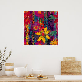 Urban Bloom Vivid Graffiti Flower Explosio Poster