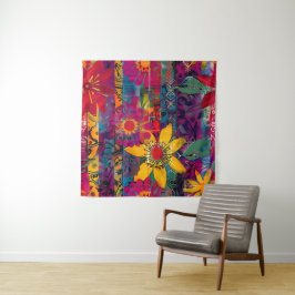 Urban Bloom Vivid Graffiti Flower Explosio Poster Wandkleed