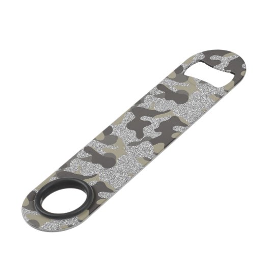 Urban Camouflage Camo Black Silver sparkle Army Speed Flessenopener (Achterkant Gekanteld)