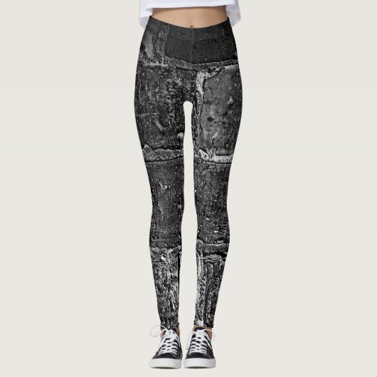 Urban Chic: koele bakstenen wandtextuur Leggings (Voorkant)