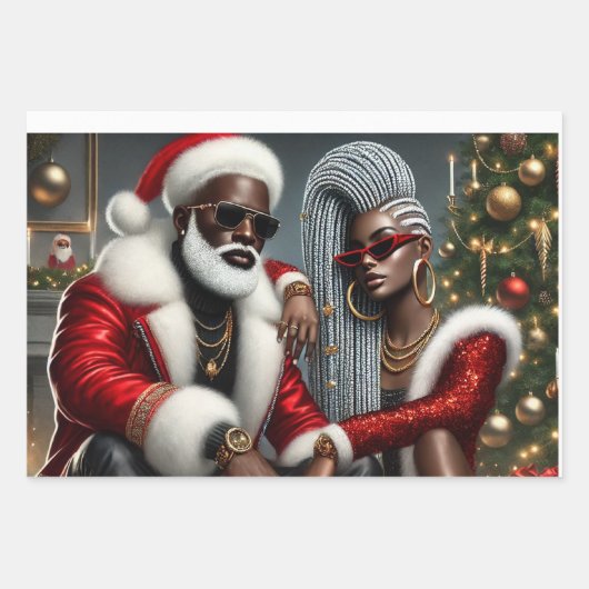 Urban Chic Santa Wrapping Paper Sheets (Voorkant 3)