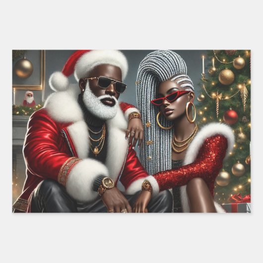 Urban Chic Santa Wrapping Paper Sheets (Voorkant 2)