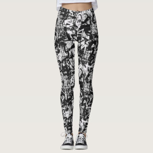 Urban Chic Zwart-Wit Graffiti Leggings