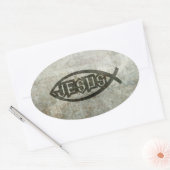 Urban Concrete Jesus Fish Ovale Sticker (Envelop)