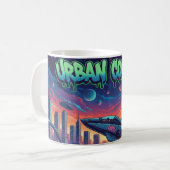 Urban Cosmos Graffiti Ruimteschip Futuristische Ne Koffiemok (Voorkant links)