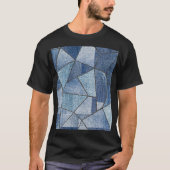 Urban Denim: noodlijdende patchwork ontwerp T-shirt (Voorkant)