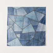 Urban Denim: noodlijdende patchwork ontwerp Wandkleed (Voorkant (horizontaal))