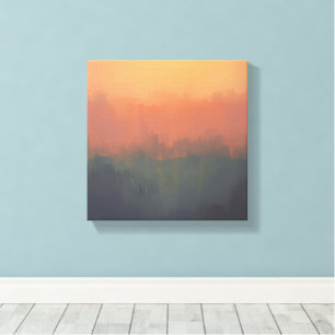 Urban Dreamscape at Sunset – Abstracte stadsgezich Canvas Afdruk
