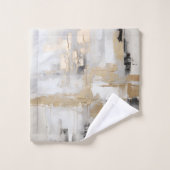 Urban Elegance: Abstracte Fusion B & W & Gold Bad Handdoek (Wasdoekje)