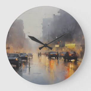 Urban Evening Rain Scene Grote Klok