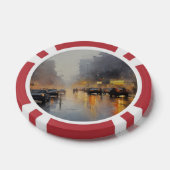 Urban Evening Rain Scene Poker Chips (Enkel)