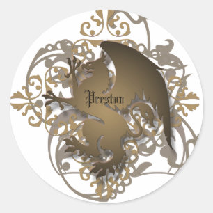 Urban Fantasy Bronze Griffin Naam toevoegen Sticke Ronde Sticker