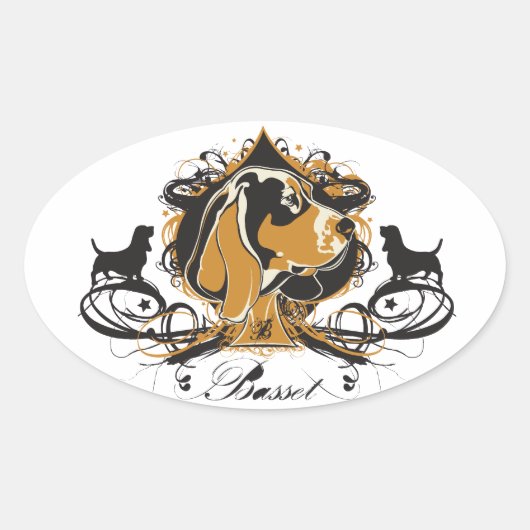 Urban Flourish Basset Hound Sticker (Voorkant)