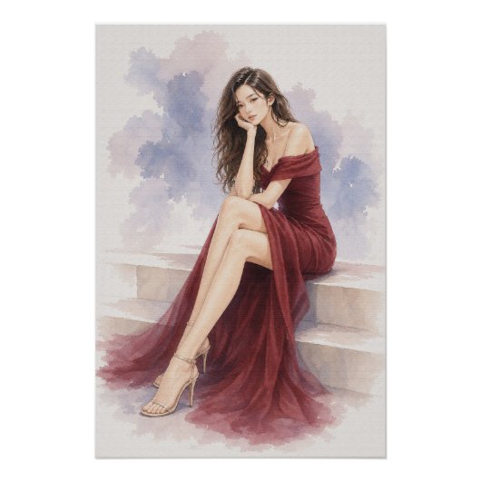 URBAN FLUID ELEGANCE — Crimson Harmony Poster (Devant)