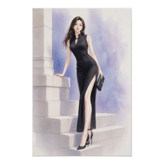 URBAN FLUID ELEGANCE — Midnight Orchid Poster (Devant)