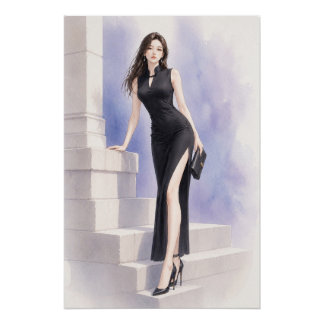 URBAN FLUID ELEGANCE — Midnight Orchid Poster Perfect Poster