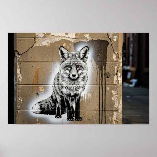 Urban Fox Stencil Poster (Voorkant)