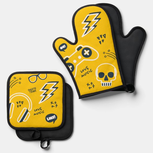 Urban Gamer Oven Mitt & Pot Holder Set (Voorkant / Achterkant)
