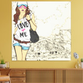 Urban Girl Wrapped Canvas Afdruk (Insitu (Woonkamer))