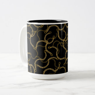 Urban Glam Gold Chains Pattern  Tweekleurige Koffiemok