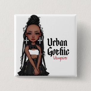 Urban Gothic Vampieren Pin 1 Vierkante Button 5,1 Cm