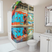 Urban Graffiti Art Lost Abandoned Building Shower Douchegordijn (In situ)