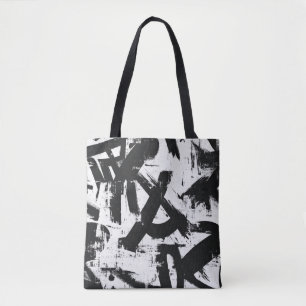 Urban Graffiti Canvas tas – Zwart-wit Abstract