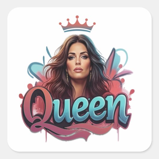 Urban Graffiti Queen Vierkante Sticker (Voorkant)