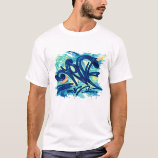 Urban Graffiti Splash – Blue & Teal Street Art  T-shirt