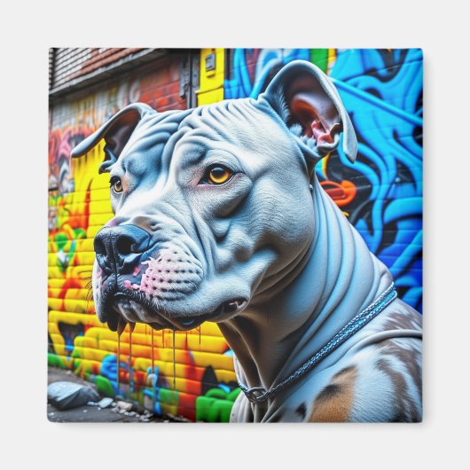 Urban Graffiti Street Art Pitbull Magneet (Voorkant)