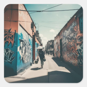 Urban Graffiti Vierkante Sticker