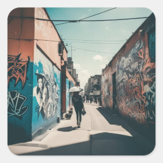 Urban Graffiti Vierkante Sticker
