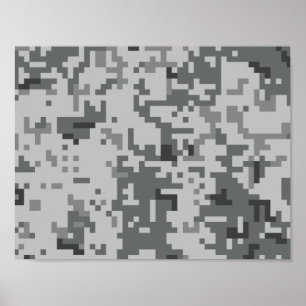 Urban Grey Pixel Camo patroon Poster
