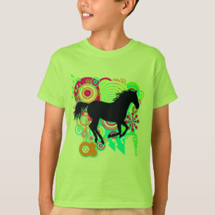 Urban Grunge Art met Galloping Horse Silhouette T-shirt