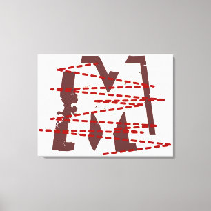  Urban Grunge Distressed Monogram Letter Canvas Afdruk