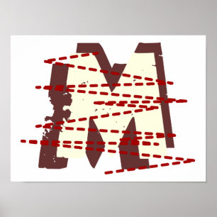 Urban Grunge Distressed Monogram Letter Poster