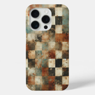 Urban Grunge Schachbrett Telefoonhoes - Artistiek iPhone 15 Pro Case