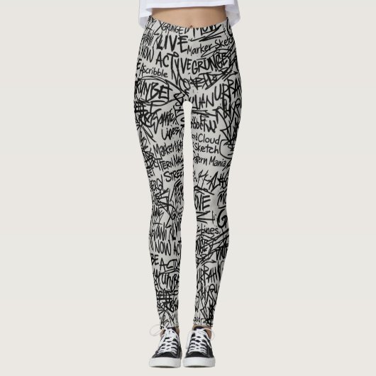 Urban Grunge Scribble  Leggings (Voorkant)